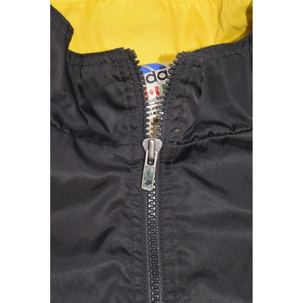 Vintage Adidas Jacket Mens XL Black Yellow Soccer Track Warm Up Windbreaker Logo